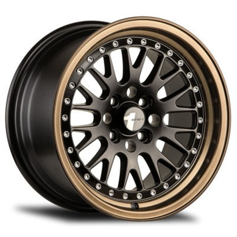 Avid 1 Wheels AV-12 BLACK W/ BRONZE LIP 15×8 4×100 et25 cb73.1