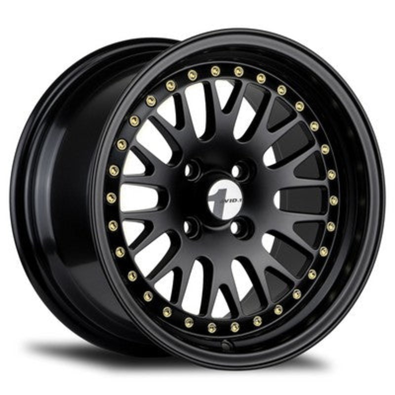 Avid 1 Wheels AV-12 MATTE BLACK W/ GOLD 15×8 4×100 et25 cb73.1