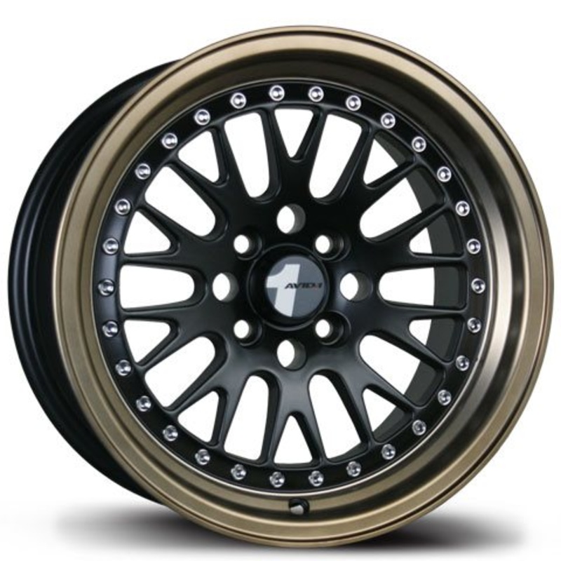 Avid 1 Wheels AV-12 BLACK W/ BRONZE LIP 16×8 4×100/4×114.3 et25 cb73.1