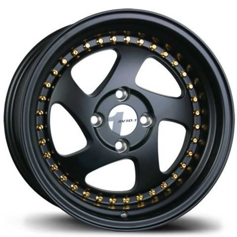 Avid 1 Wheels AV-19 MATTE BLACK W/ GOLD 15×8.5 4×100 et17 cb73.1