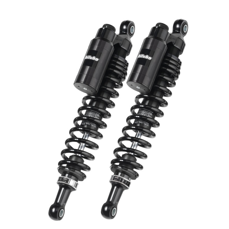 Bitubo WMT0 Twinshocks Adj.: Spring Preload, Reb., Comp., Length 371mm, Piggyback Tank Dark Edition
