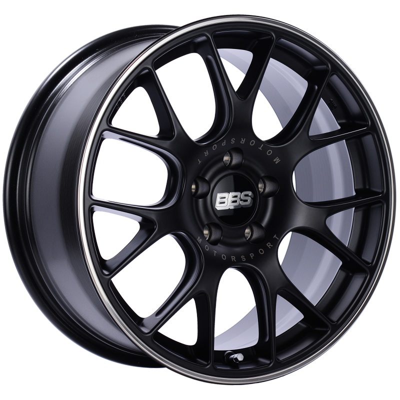 BBS CH-R 18×8.5 5×112 ET47 Satin Black Polished Rim Protector Wheel -82mm PFS/Clip Required