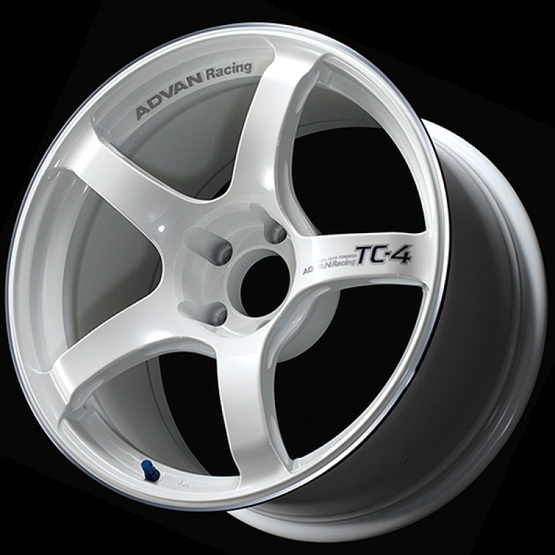 Advan TC4 18×8.5 +45 5×100 Racing White Metallic and Ring Wheel