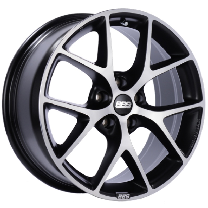BBS SR 17×7.5 5×100 ET37 Satin Black Diamond Cut Face Wheel -70mm PFS/Clip Required