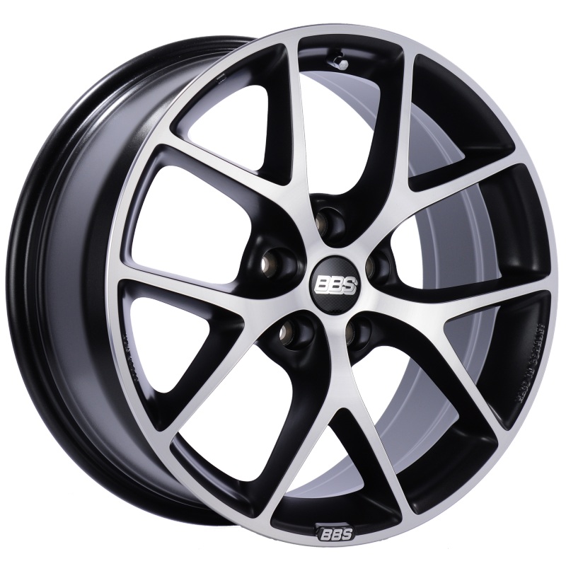 BBS SR 17×7.5 5×100 ET48 Satin Black Diamond Cut Face Wheel -70mm PFS/Clip Required