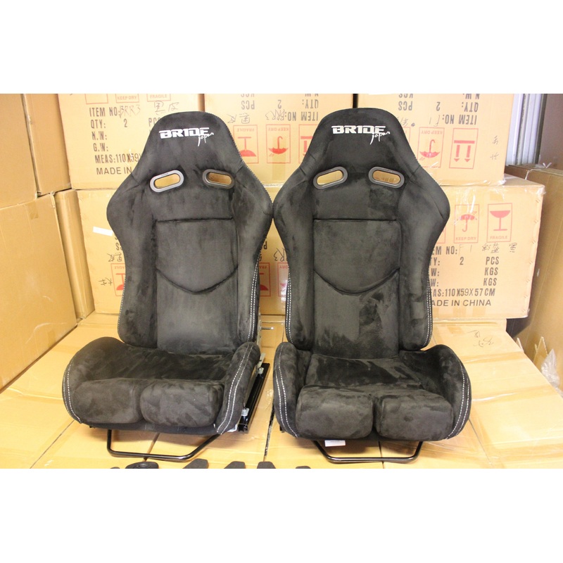 Bride Stradia 2 Style , Black , Alcantara , Reclinable Raceseat Fibreglass frp