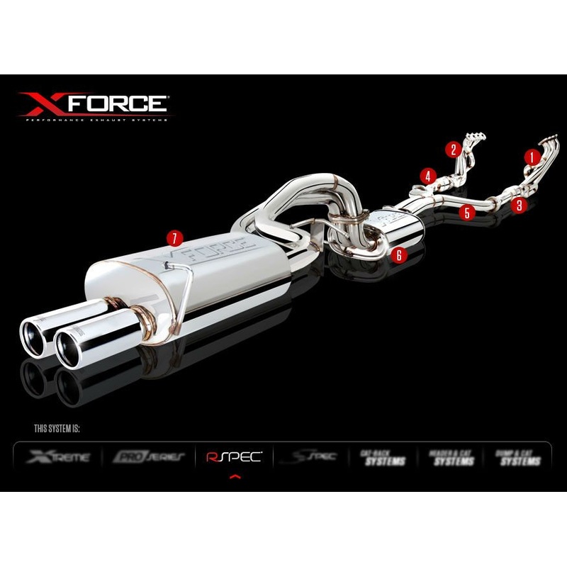 X Force FORD FALCON XR8 BA/BF V8 03-07 Cat Back Twin 2.5″ Stainless Varex Exhaust