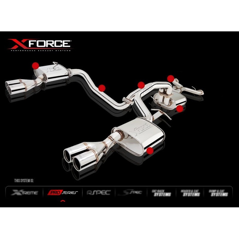 X FORCE FPV GT-P BF V8 SEDAN 05-08 Twin 2.5 Cat Back Exhaust With Quad Tip Outlet