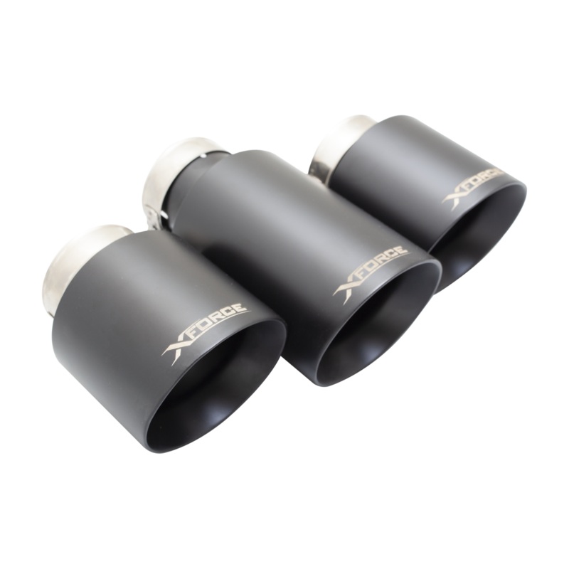 X FORCE HONDA CIVIC FK8 TYPE R 17-21 4 Angle Cut Stainless Exhaust Black Tips