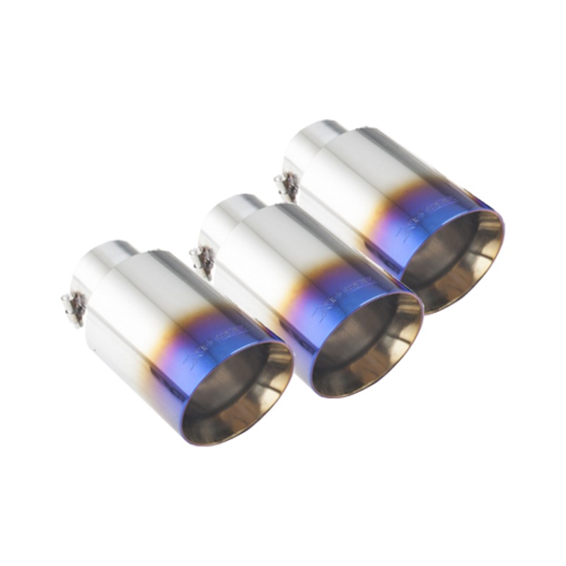 X FORCE HONDA CIVIC FK8 TYPE R 17-21 4 Angle Cut Stainless Exhaust Blue Tips