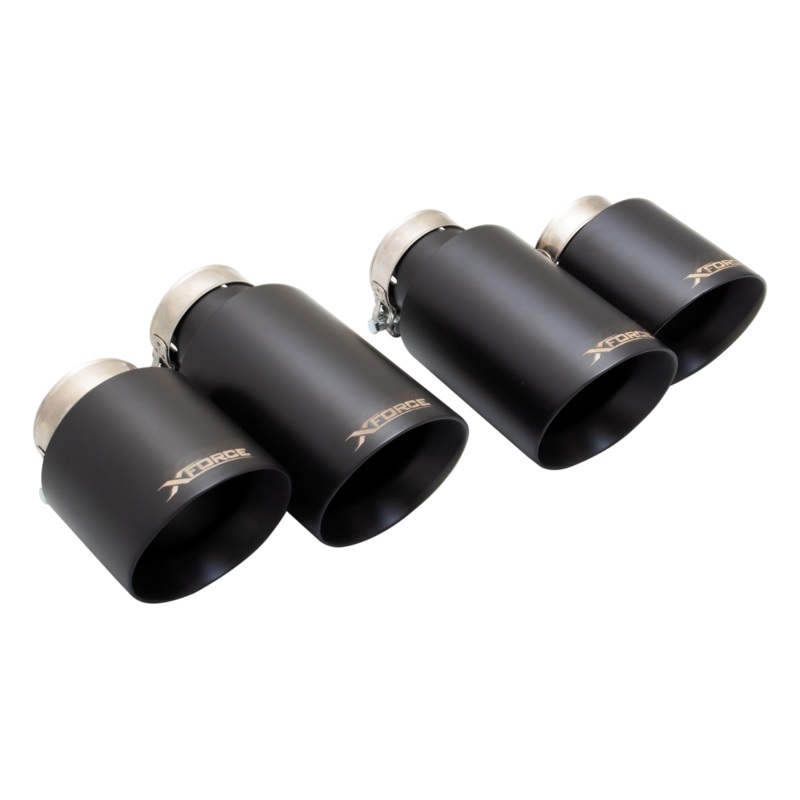 X FORCE VW GOLF R Mk6 & MK7 13-17 4″ Stainless Quad Exhaust Tips (BLACK)