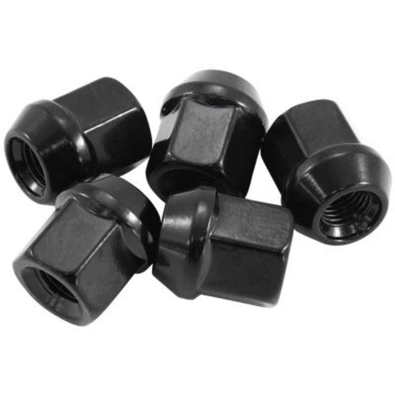 AeroFlow=Acorn Short Open Black Wheel Nuts – M12 x 1.50mm 60 Degree Taper
