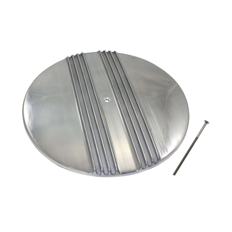 14″ Polished Aluminum Center Finned Air Cleaner Top