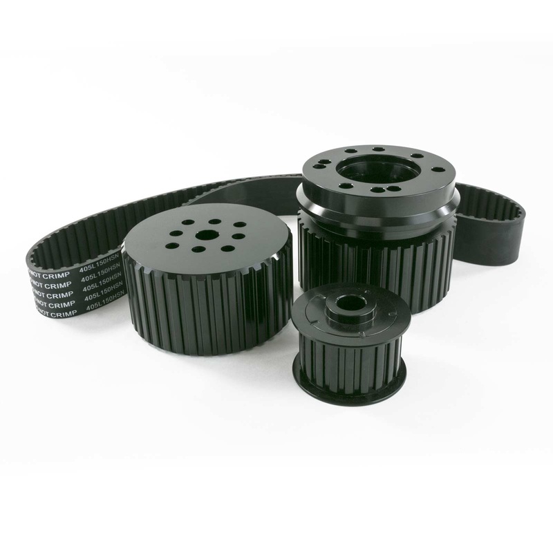 Chevy Small Block Long Water Pump Gilmer Style Pulley Kit – Black