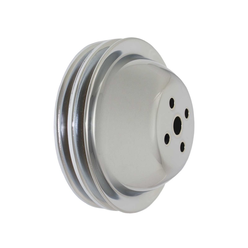 Chevy Big Block Double-Groove Steel Short Water Pump Pulley – Chrome