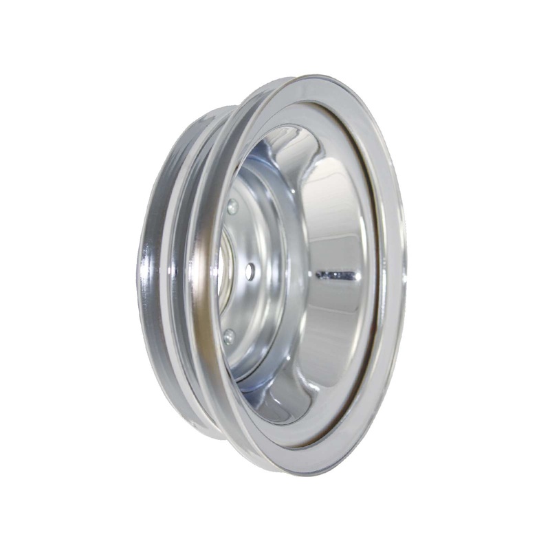 Chevy Big Block Long Water Pump Triple-Groove Steel Crankshaft Pulley – Chrome