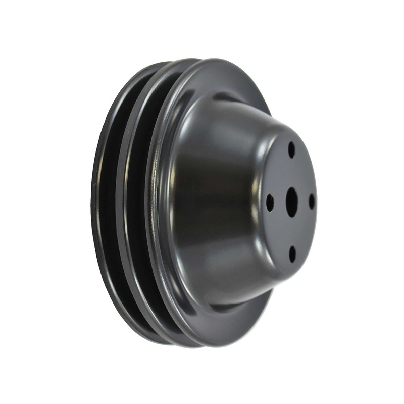 Chevy Small Block Double-Groove Steel Long Water Pump Pulley – Black
