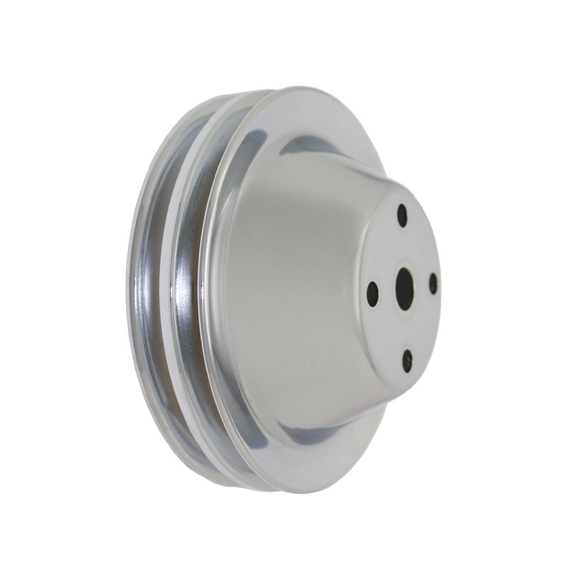 Chevy Small Block Double-Groove Steel Long Water Pump Pulley – Chrome