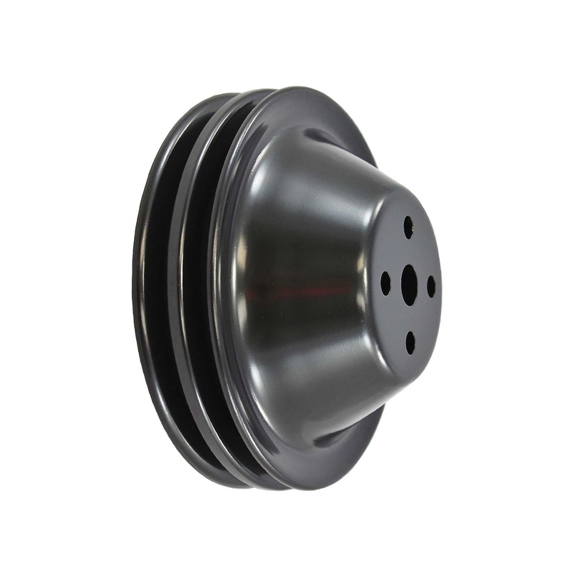 Chevy Small Block Double-Groove Steel Short Water Pump Pulley – Black