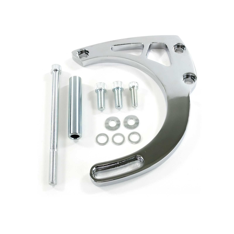 Chevy Small Block Long Water Pump Mid-Mount Alternator Bracket – Chrome