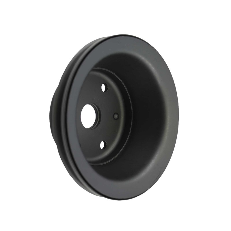 Chevy Small Block Long Water Pump Single-Groove Steel Crankshaft Pulley – Black