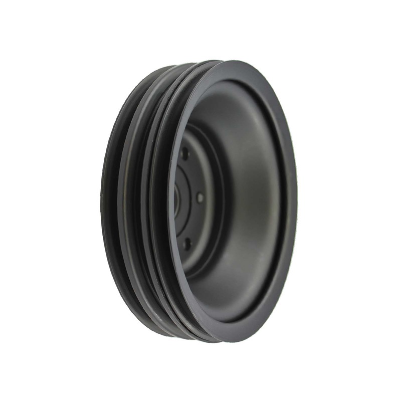 Chevy Small Block Long Water Pump Triple-Groove Steel Crankshaft Pulley – Black