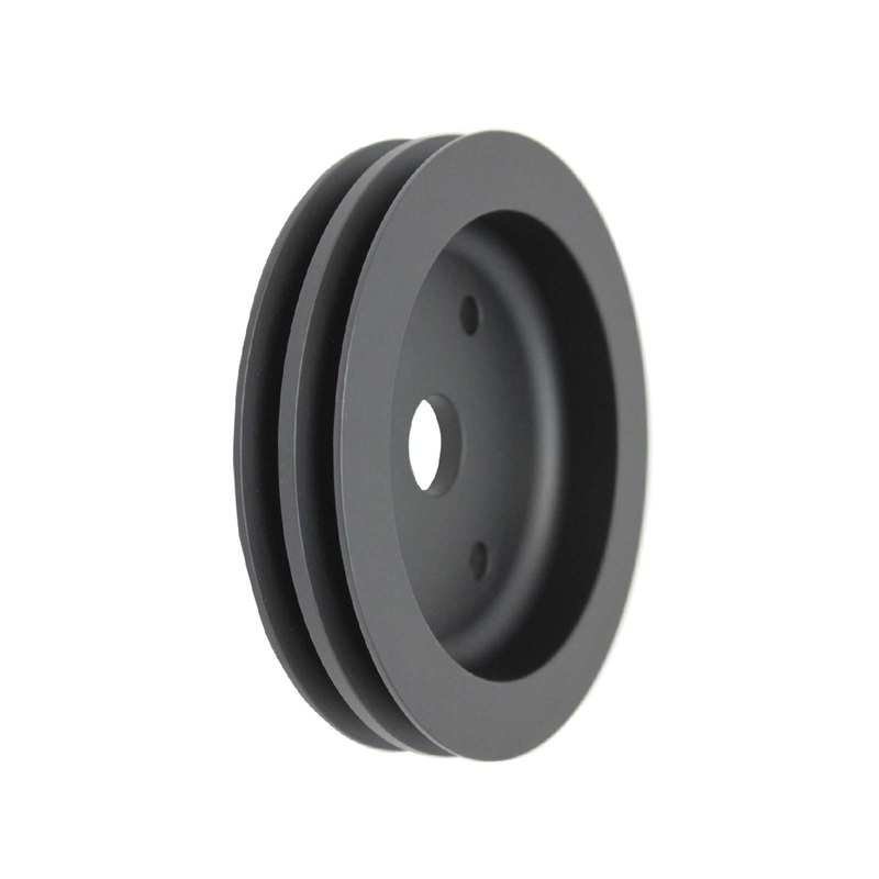 Chevy Small Block Short Water Pump Double-Groove Aluminum Crankshaft Pulley – Black