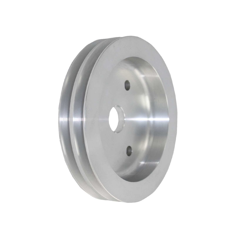 Chevy Small Block Short Water Pump Double-Groove Aluminum Crankshaft Pulley – Satin