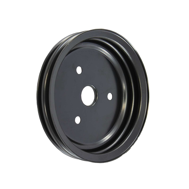 Chevy Small Block Short Water Pump Double-Groove Steel Crankshaft Pulley – Black