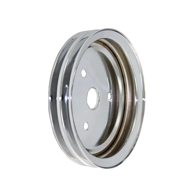 Chevy Small Block Short Water Pump Double-Groove Steel Crankshaft Pulley – Chrome