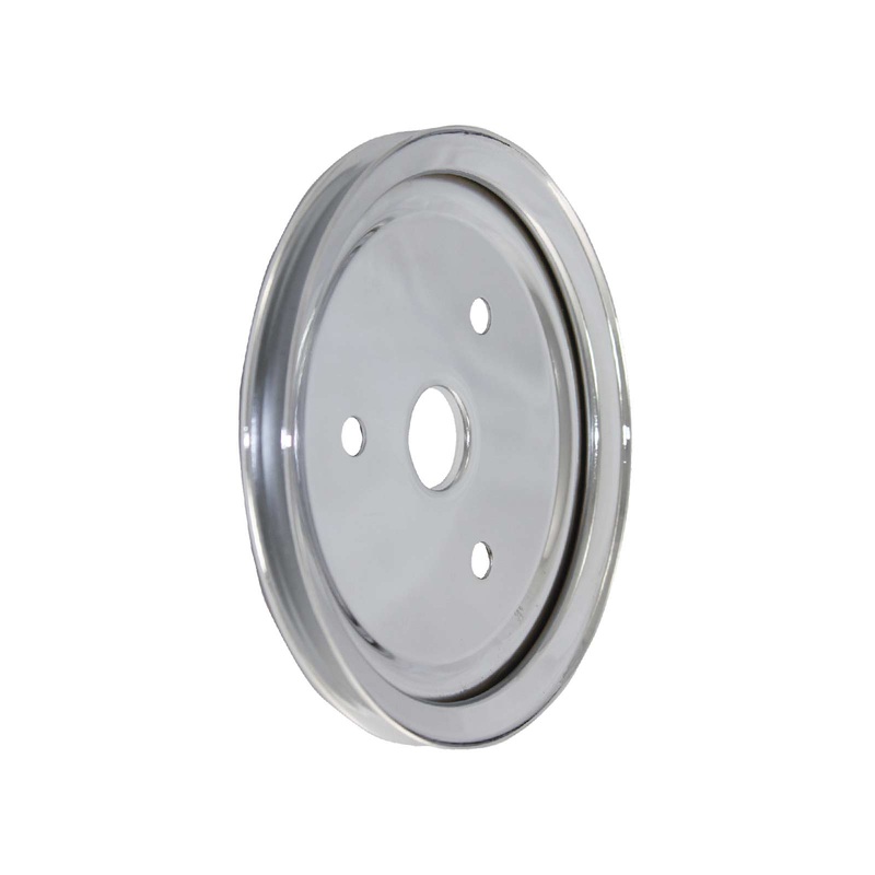 Chevy Small Block Short Water Pump Single-Groove Steel Crankshaft Pulley – Chrome