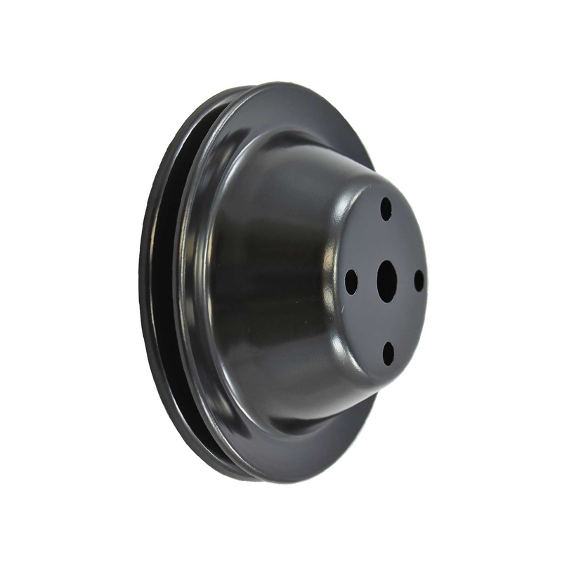 Chevy Small Block Single-Groove Steel Long Water Pump Pulley – Black