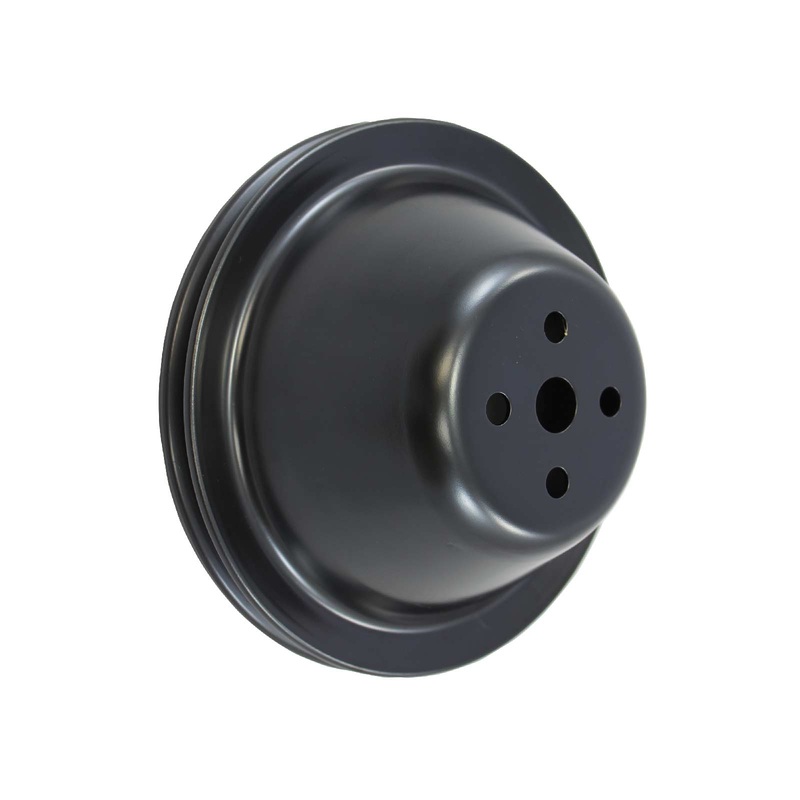 Chevy Small Block Single-Groove Steel Short Water Pump Pulley – Black