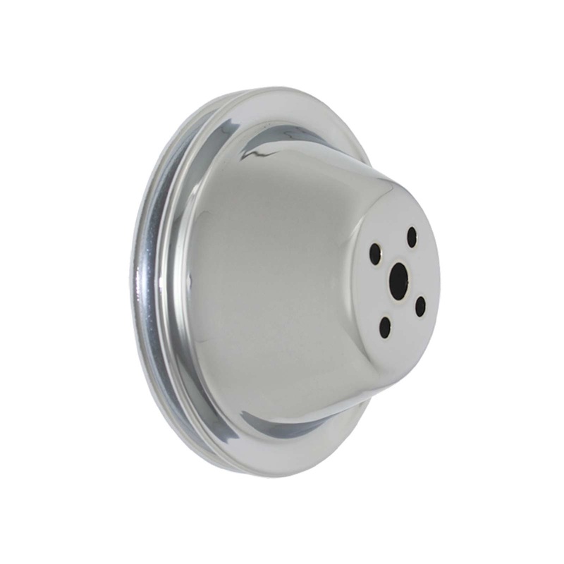 Chevy Small Block Single-Groove Steel Short Water Pump Pulley – Chrome