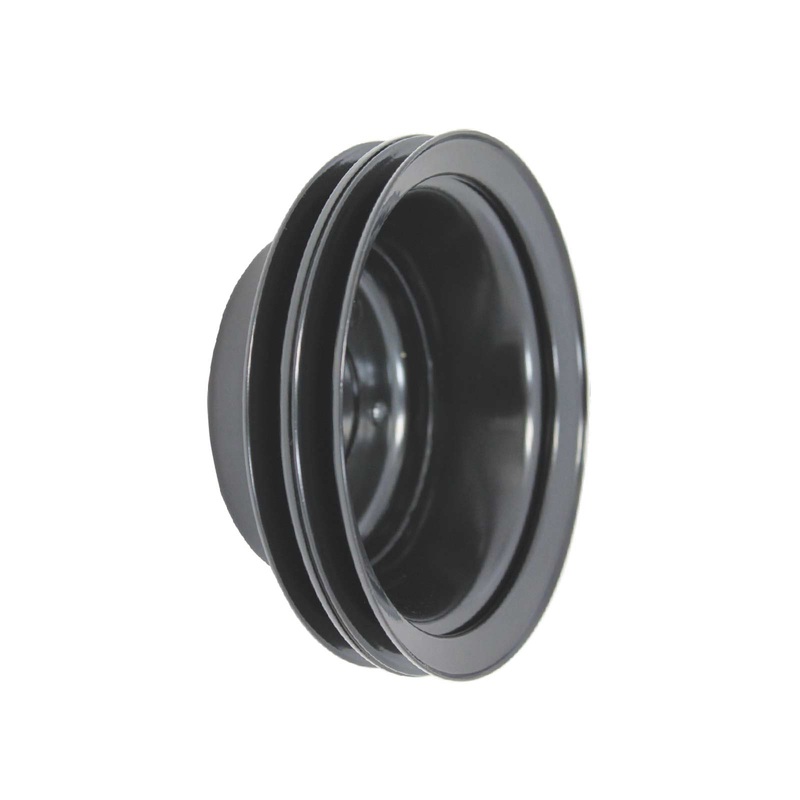 Chevy Small Block Long Water Pump Double-Groove Steel Crankshaft Pulley – Black