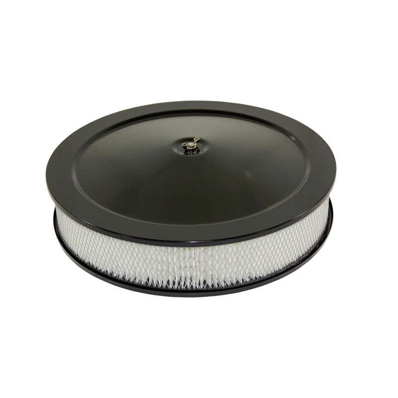 14″ Muscle Car Style Black Steel Air Cleaner Kit – Recessed Base