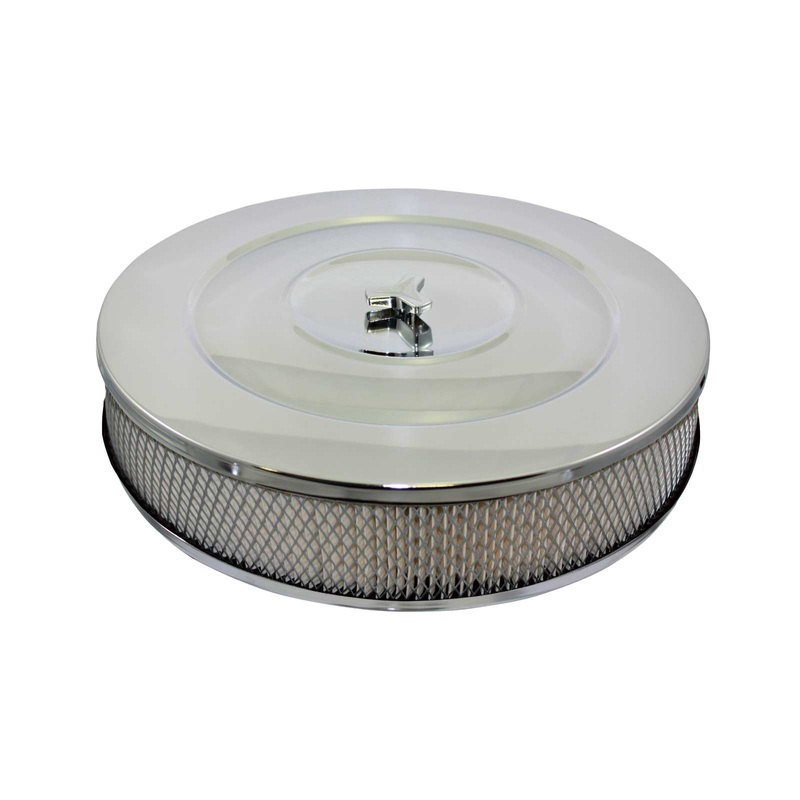 14″ Performance Style Chrome Steel Air Cleaner Kit – Recessed Base