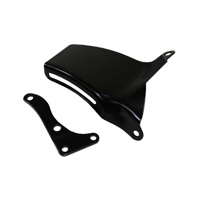 Chevy Small Block 1969-75 Long Water Pump Steel Passenger Side Alternator Bracket Set – Black