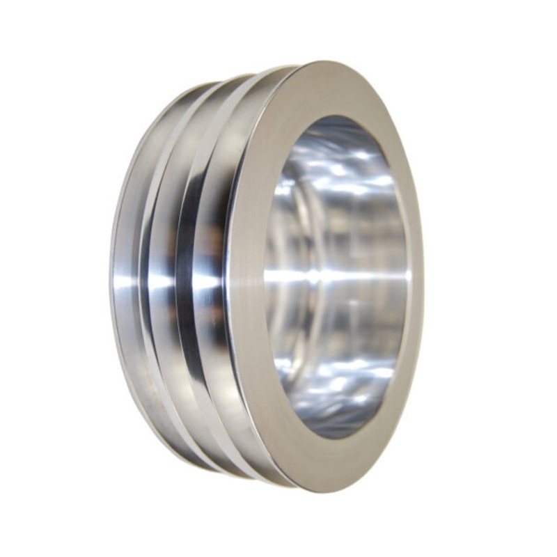 Chevy Small Block Long Water Pump Triple-Groove Aluminum Crankshaft Pulley – Satin