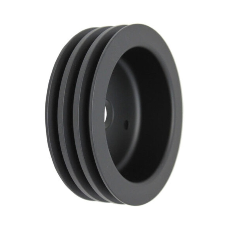 Chevy Small Block Short Water Pump Triple-Groove Aluminum Crankshaft Pulley – Black