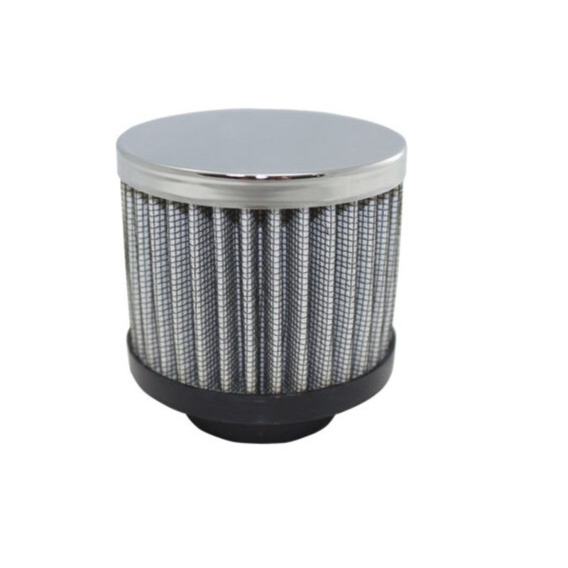 Chrome Steel Round 1 1/2″ Clamp-On Breather with Washable Filter
