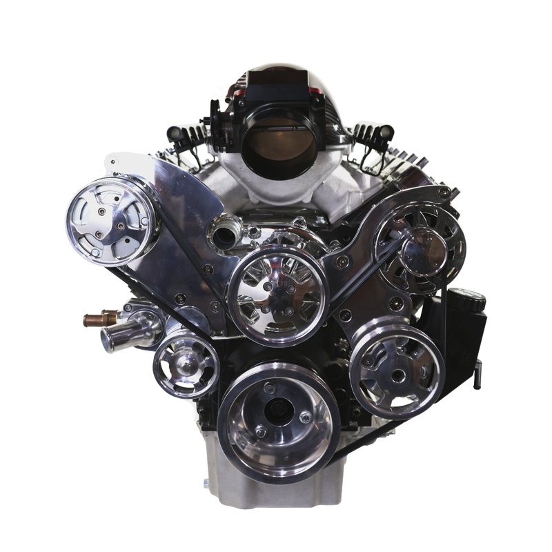LS Serpentine Front Drive System with Integral Power Steering Reservoir Polished