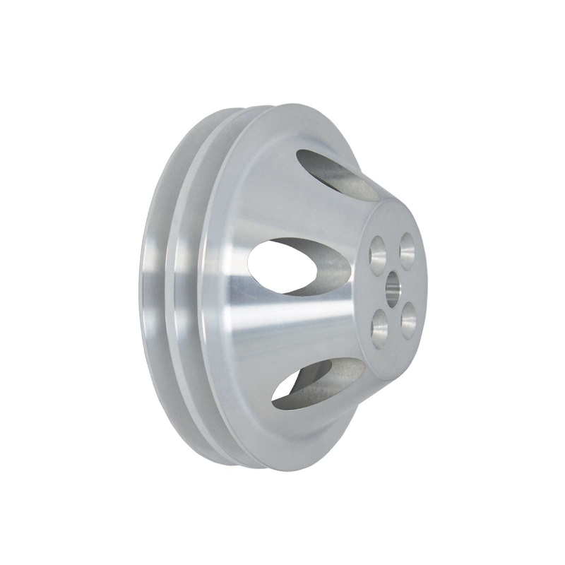 Chevy Small Block Double-Groove Aluminum Short Water Pump Pulley – Satin