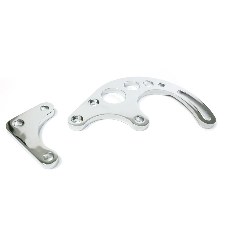 Chevy Small Block Long Water Pump 2-Piece Power Steering Bracket – Chrome