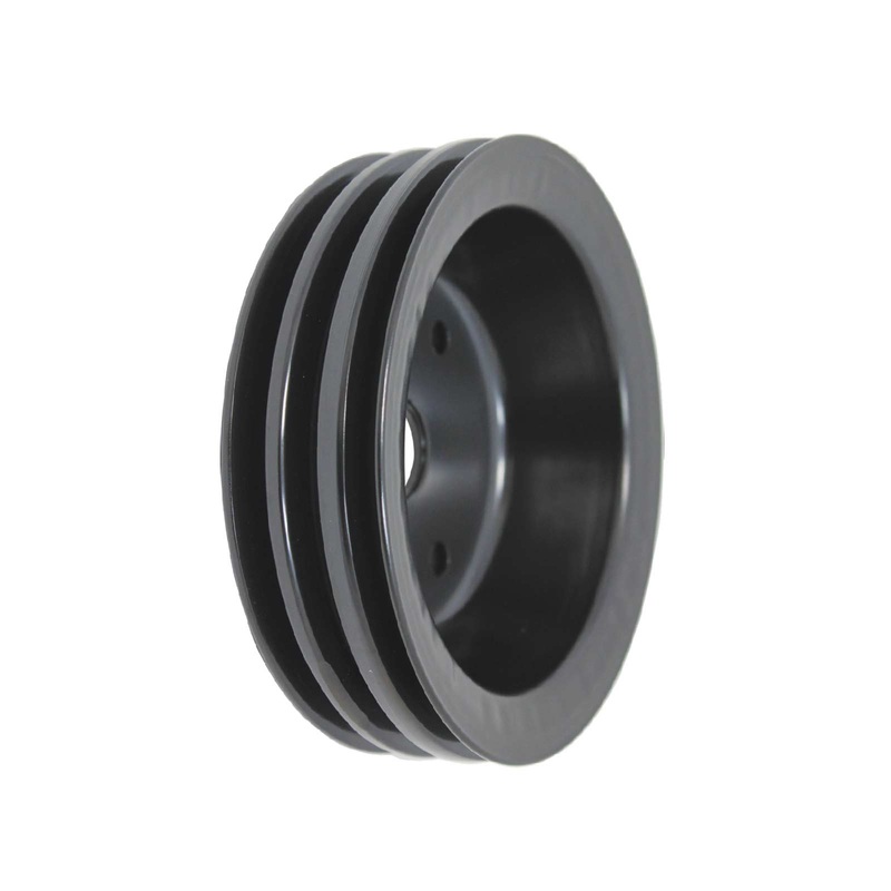 Chevy Small Block Short Water Pump Triple-Groove Steel Crankshaft Pulley – Black