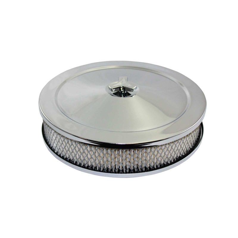 10″ Muscle Car Style Chrome Steel Air Cleaner Kit with Raised Base