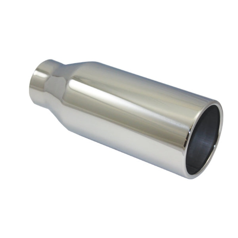 2.5″ x 4″ x 10″ Polished Stainless Steel Exhaust Tip with Straight Edge