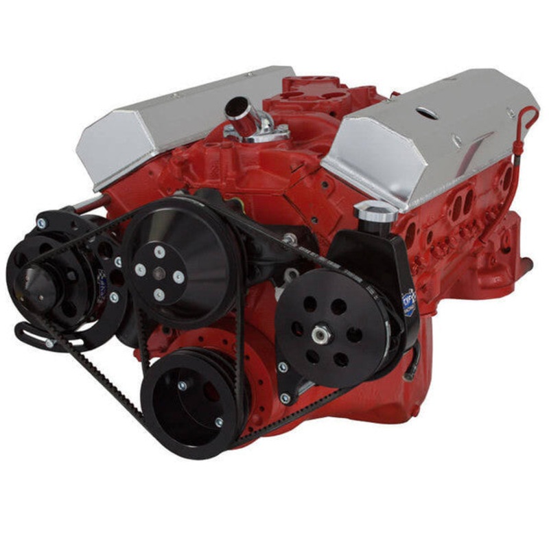 Chevy Small Block V-Belt System – Alternator & Power Steering LWP – Black Standard Heads No (Standard Option)