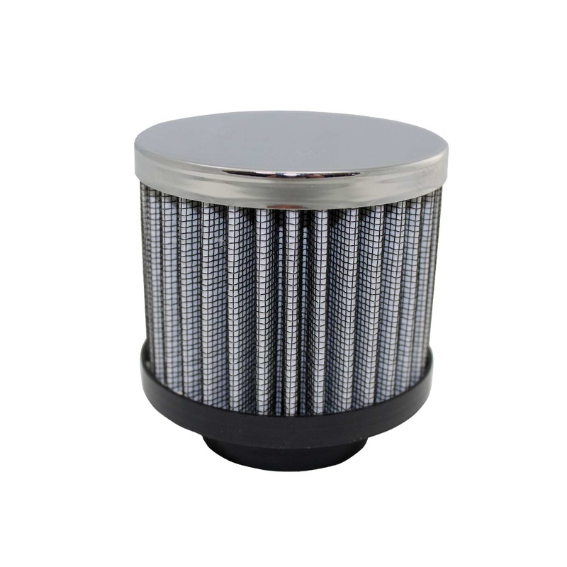 Chrome Steel Round 1 3/8″ Clamp-On Breather with Washable Filter