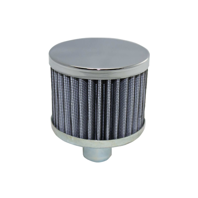 Chrome Steel Round Push-In No-Lip Breather with Washable Filter